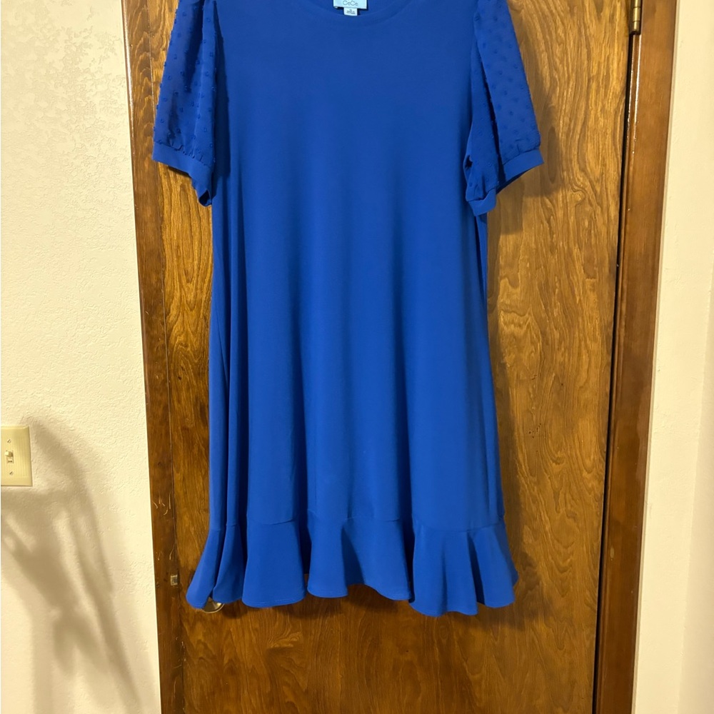CeCe Blue Ruffle Hem Dress